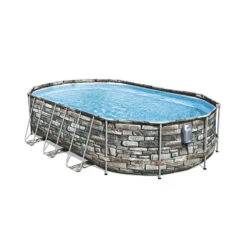 Piscine Tubulaire Ovale Bestway Power Steel Avec Borne De Massage 6,10 X 3,66 X 1,22m Aspect Pierres -Pas Cher Piscine Magasin piscine tubulaire ovale bestway power steel comfort jet aspect pierres 610 x 366 x 122m 2