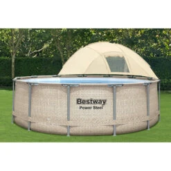 Piscine Tubulaire Ronde Bestway Power Steel 3,96 X 1,07m Aspect Rotin Beige Avec Canopy -Pas Cher Piscine Magasin piscine tubulaire ronde aspect rotin beige avec canopy bestway 396 x 107m 3
